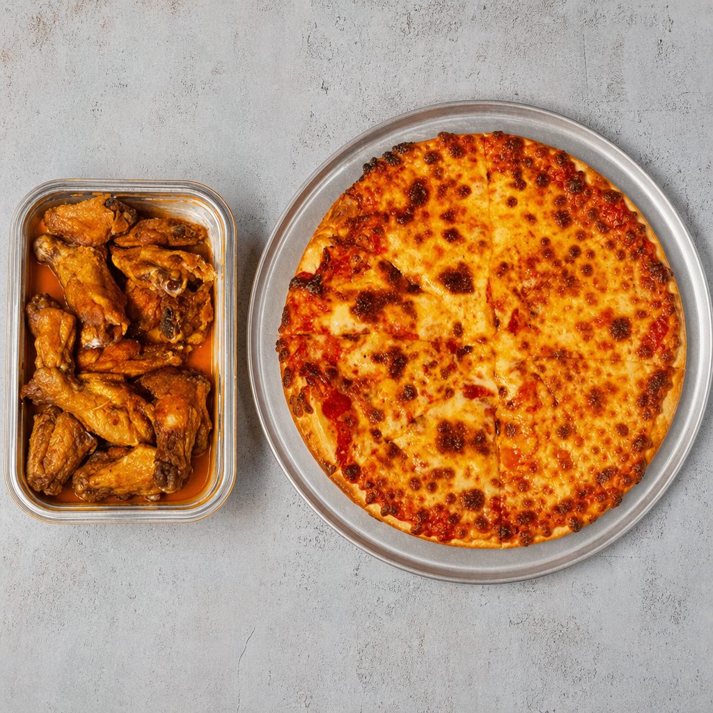 Small Cheese & 20 Bone In Wings.
