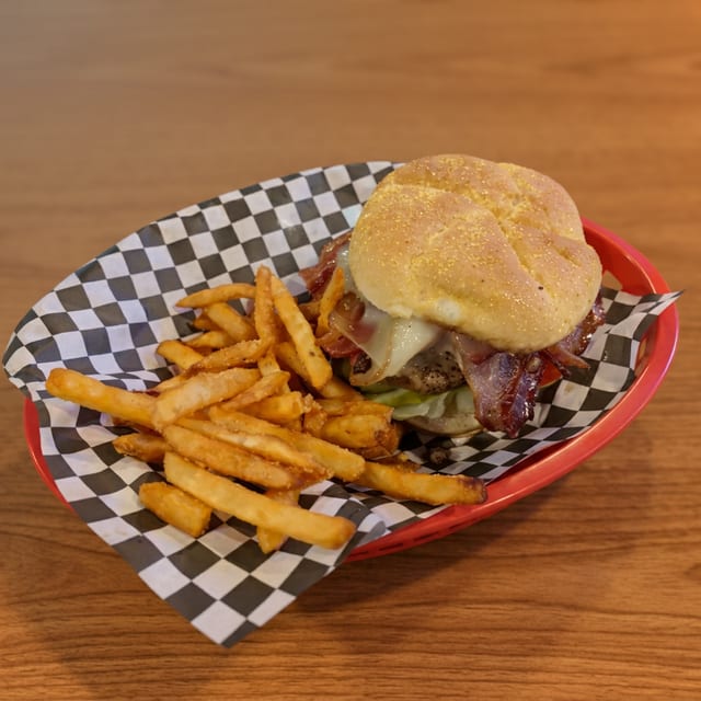Bacon Cheeseburger w/ Garlic Parm Fries.